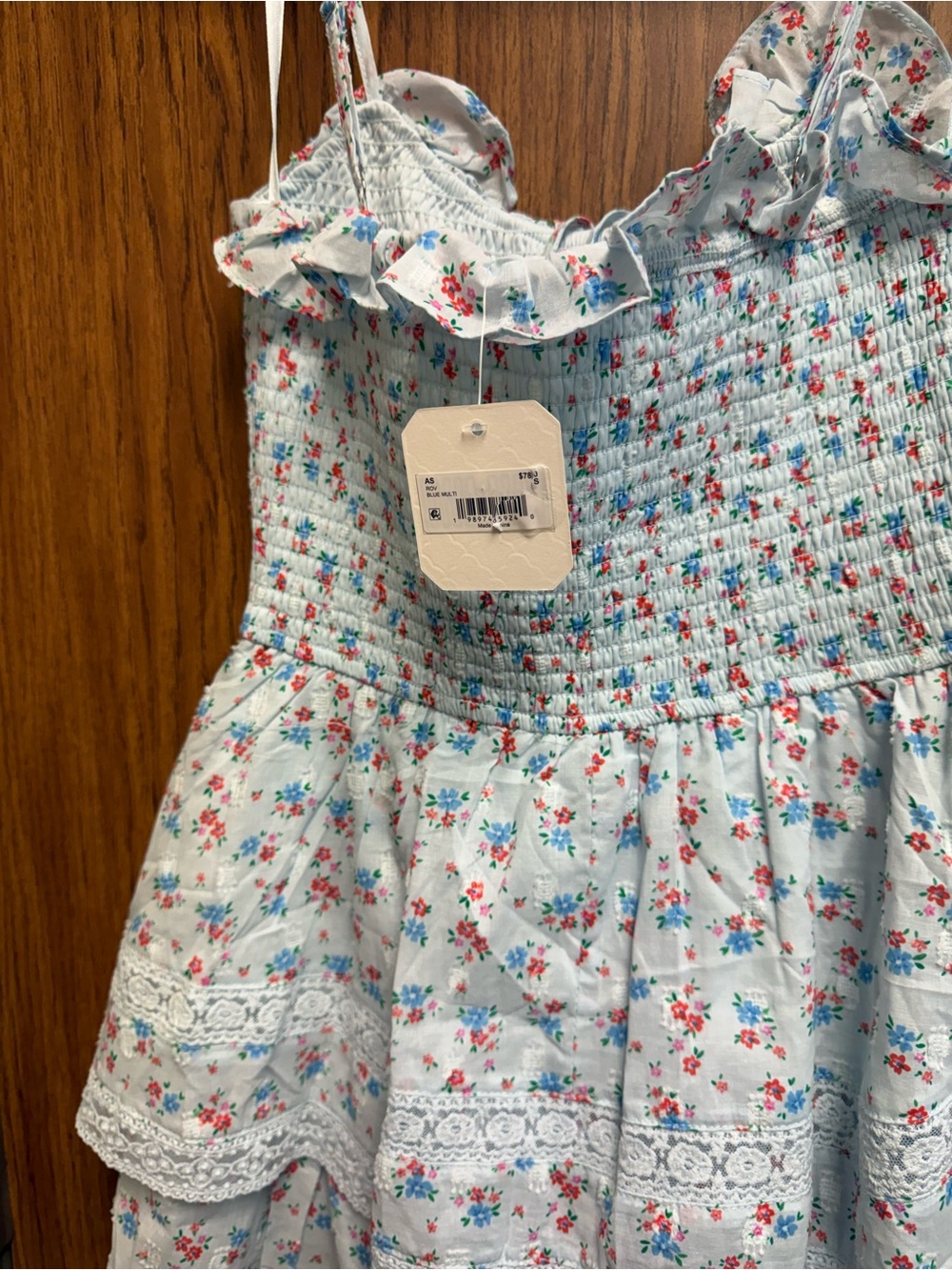Light Blue Floral Ruffle Romper - Picture 6 of 7
